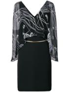 Versace Collection Printed Drape Dress - Black