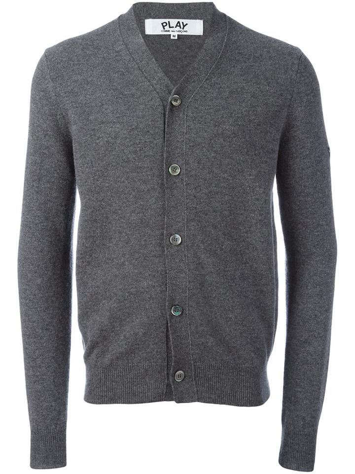 Comme Des Garçons Play V-neck Cardigan, Men's, Size: Small, Grey, Wool
