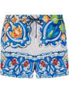 Dolce & Gabbana Patterned Swim Shorts - Blue