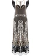 Vera Wang Sequined Panelled Midi Dress - Grey