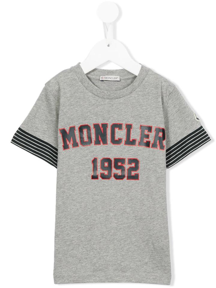 Moncler Kids Logo Print T-shirt, Boy's, Size: 10 Yrs, Grey