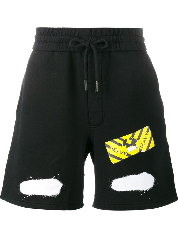 Off-white Diagonal Spray Print Shorts, Men's, Size: Small, Black, Cotton