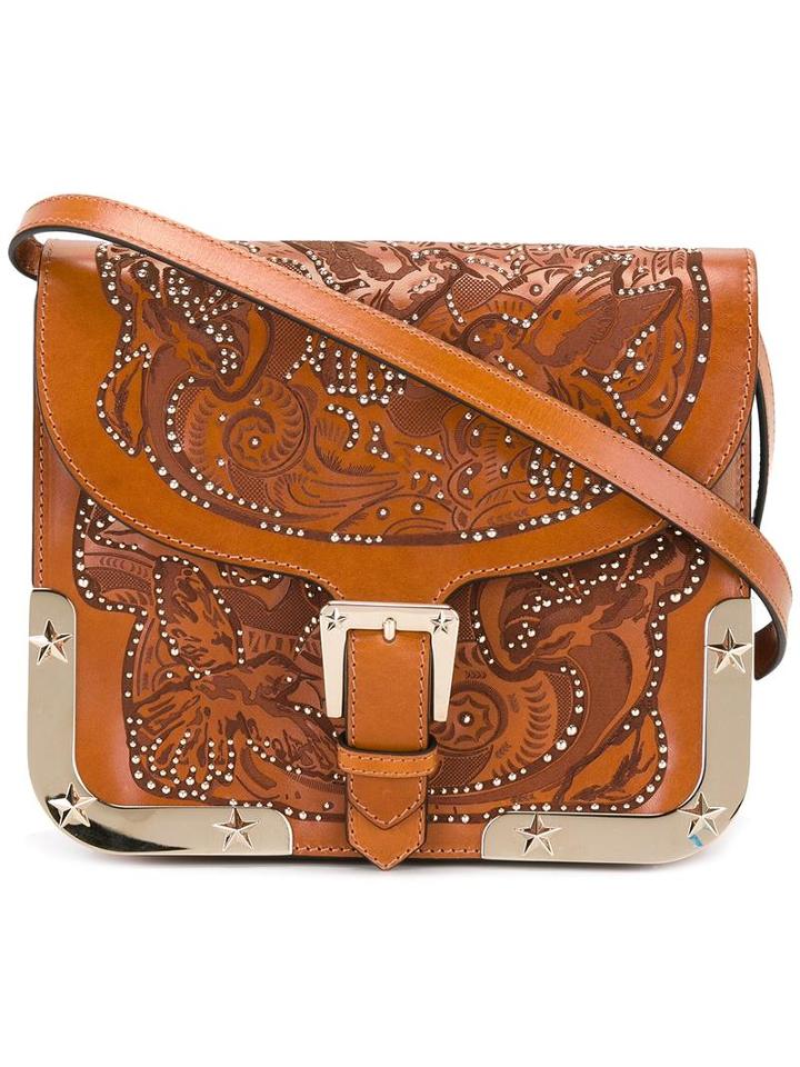 Red Valentino Embossed Shoulder Bag, Women's, Brown, Calf Leather/metal (other)