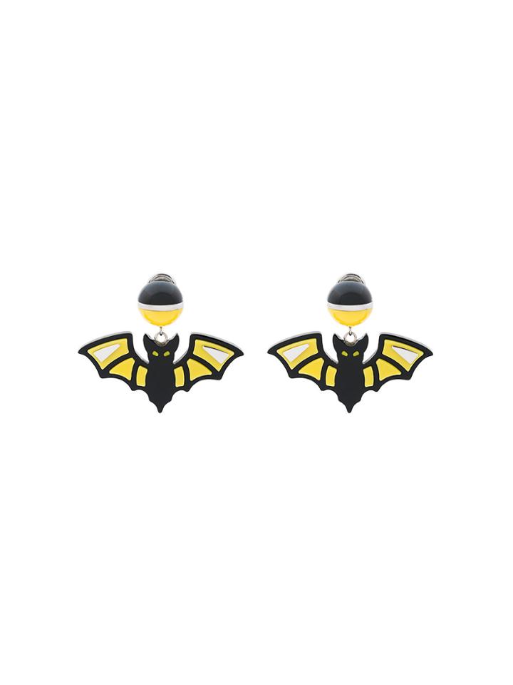 Prada Black And Yellow Bat Earrings