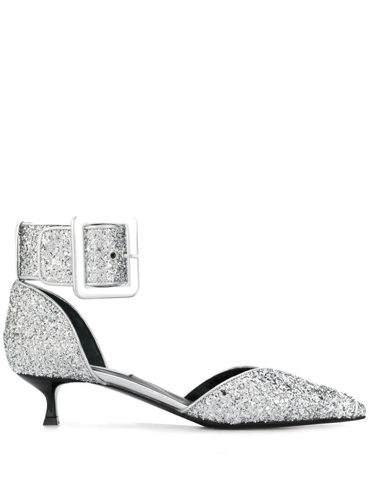Msgm Ankle Buckled Pumps - Silver
