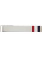 Thom Browne Tri-colour Stripe Tie Bar - Silver
