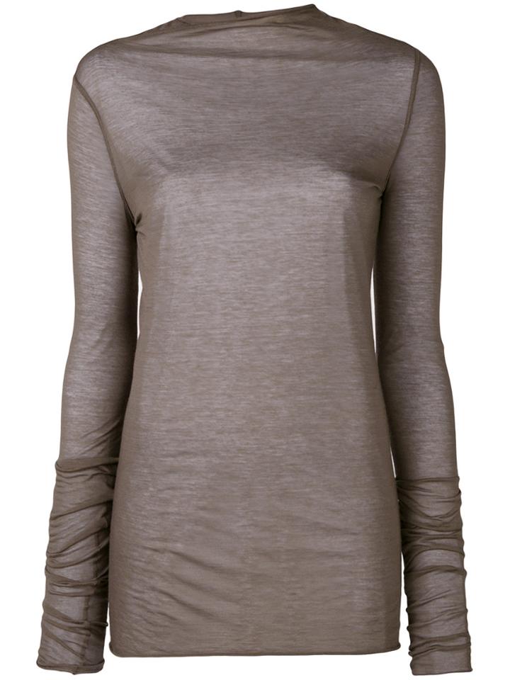 Rick Owens Lilies Sheer High Neck Top - Grey