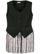 Liu Jo Fringed Detail Vest - Black