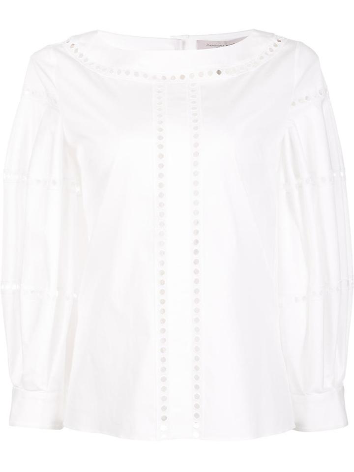Carolina Herrera Eyelet Blouse, Women's, Size: 0, White, Cotton/polyurethane