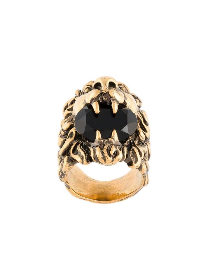Gucci Lion Crystal Ring, Men's, Size: K 1/2, Metallic