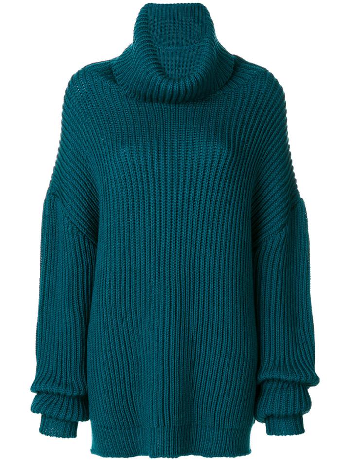 Dondup Oversized Turtleneck Jumper - Blue
