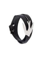 Mcq Alexander Mcqueen Swallow Triple Wrap Bracelet, Women's, Black, Nappa Leather/brass