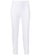 Elisabetta Franchi Cropped Leggings With Faux Pearl Button - White