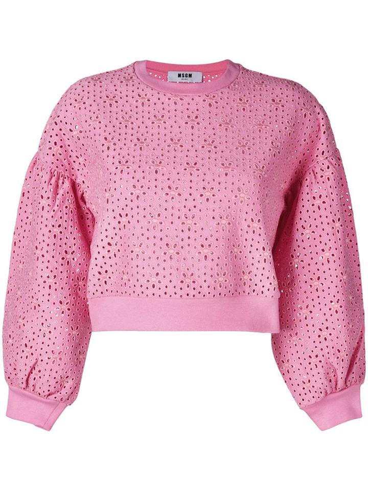 Msgm Broderie Anglaise Sweatshirt - Pink