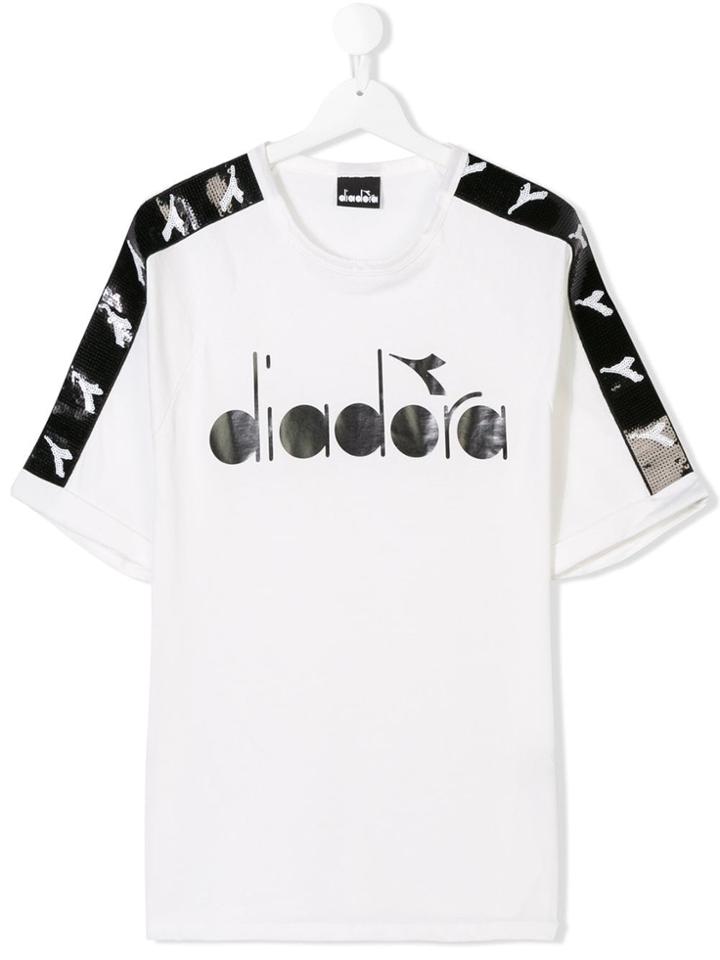 Diadora Junior Teen Logo Stripe T-shirt - White