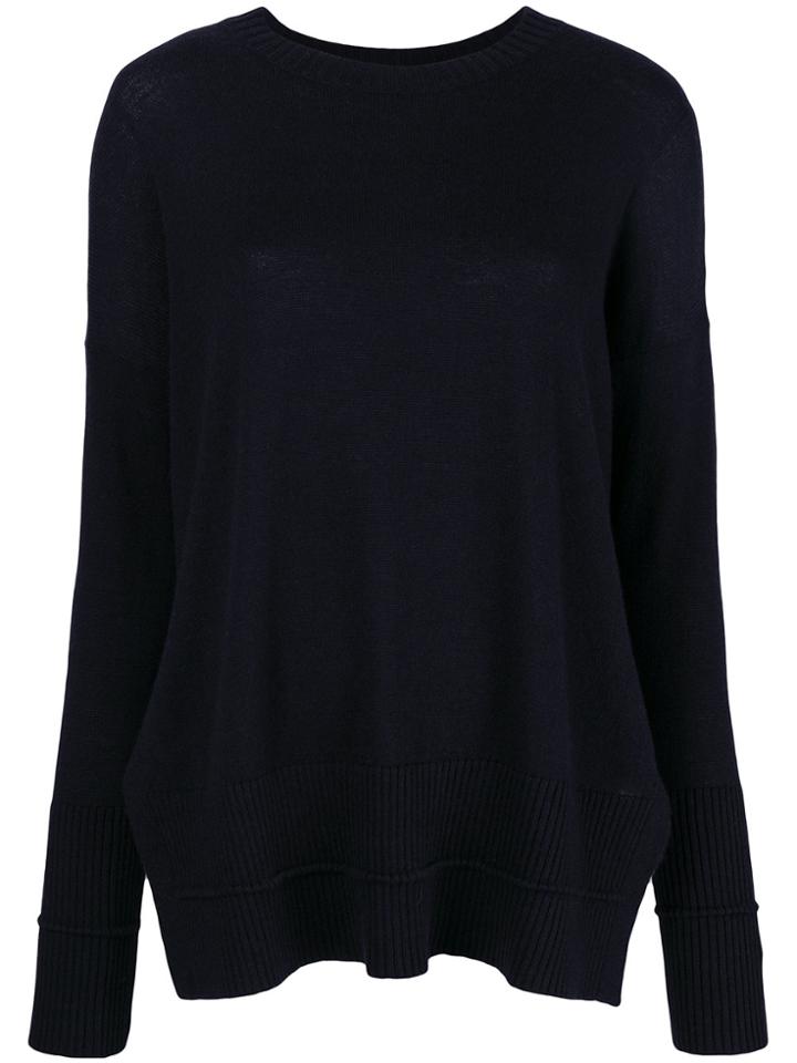 Lamberto Losani Ribbed Crew Neck Jumper - Blue