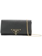 Prada Maxi Log Pochette On Chain - Black