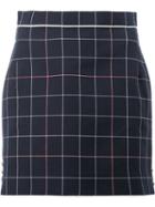 Thom Browne Grid Mini Skirt, Women's, Size: 40, Blue, Silk/cotton/wool