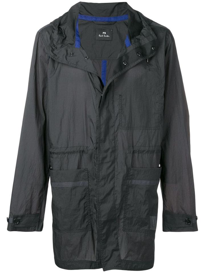 Ps Paul Smith Parka Lightweight Rain Jacket - Black