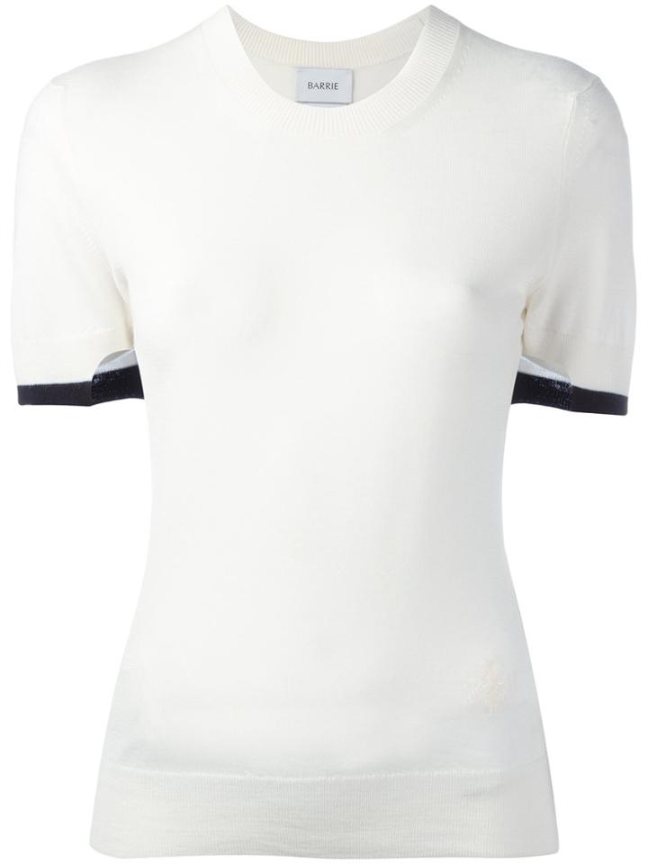 Barrie Cashmere Contrast Trim T-shirt - White