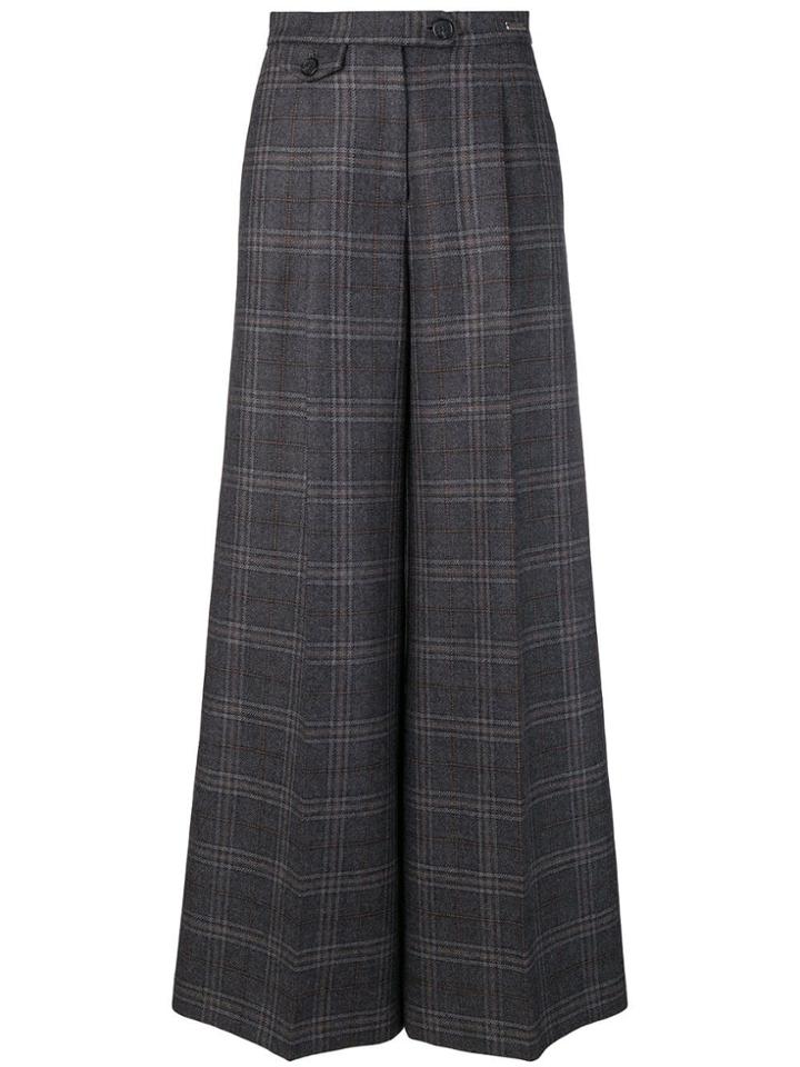 John Richmond Checked Palazzo Trousers - Grey