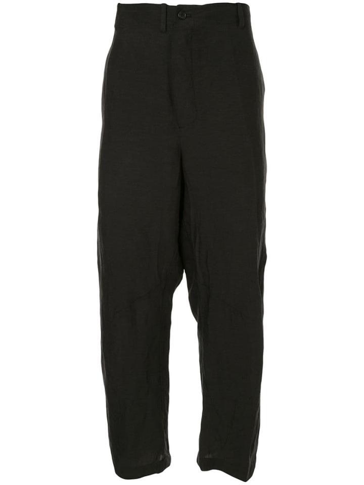 Forme D'expression Asymmetric Belt Loop Cropped Trousers - Black