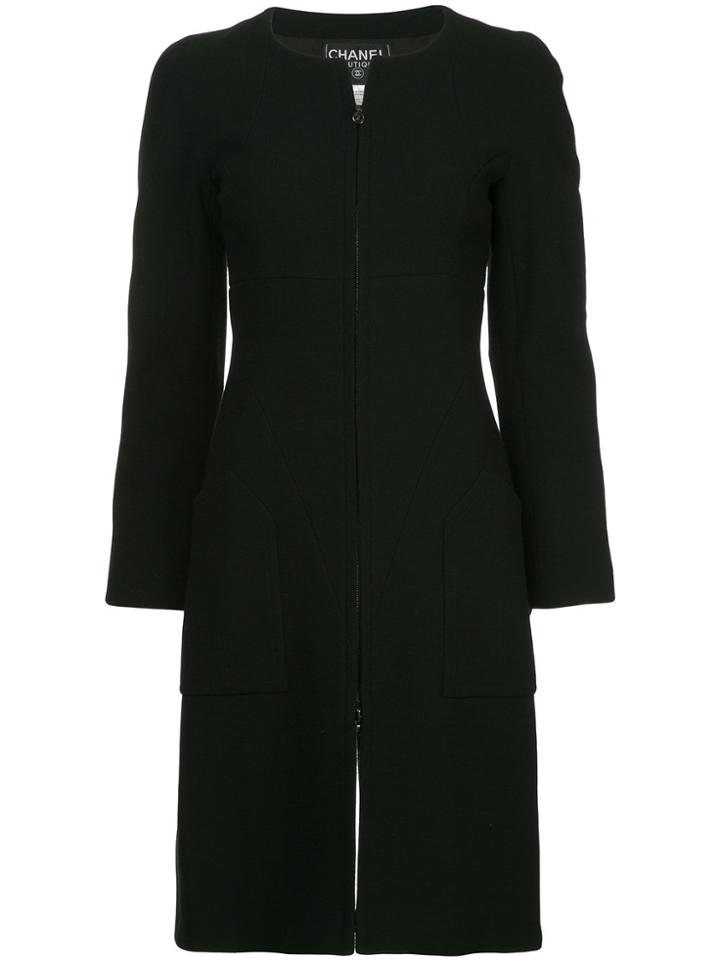 Chanel Vintage Longsleeved Zipped Coat - Black