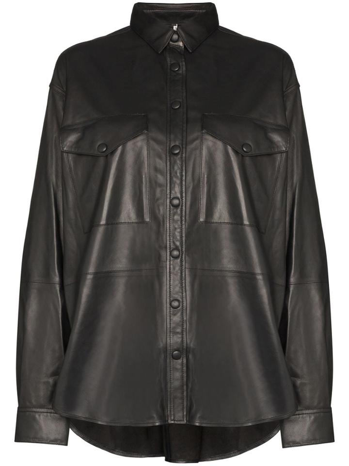 Toteme Novella Leather Shirt - Black