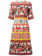 Dolce & Gabbana Mambo Print Flared Dress, Women's, Size: 44, Cotton/spandex/elastane