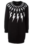 Neil Barrett 'lightning Bolt' Sweatshirt Dress, Women's, Size: Small, Black, Cotton/polyurethane/spandex/elastane/viscose