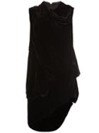 Rick Owens - Draped Velvet Top - Women - Silk/cotton/viscose - 42, Black, Silk/cotton/viscose
