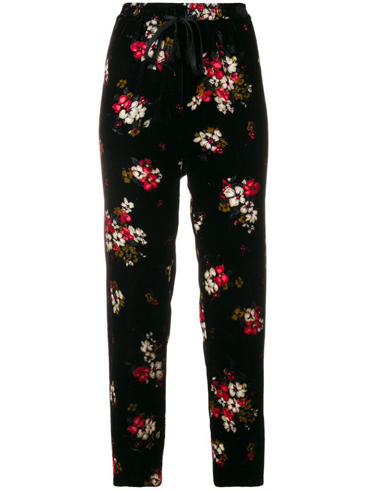 Forte Forte Floral Velvet Cropped Trousers - Black