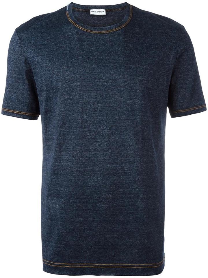 Dolce & Gabbana Underwear Trimmed T-shirt, Men's, Size: 4, Blue, Cotton