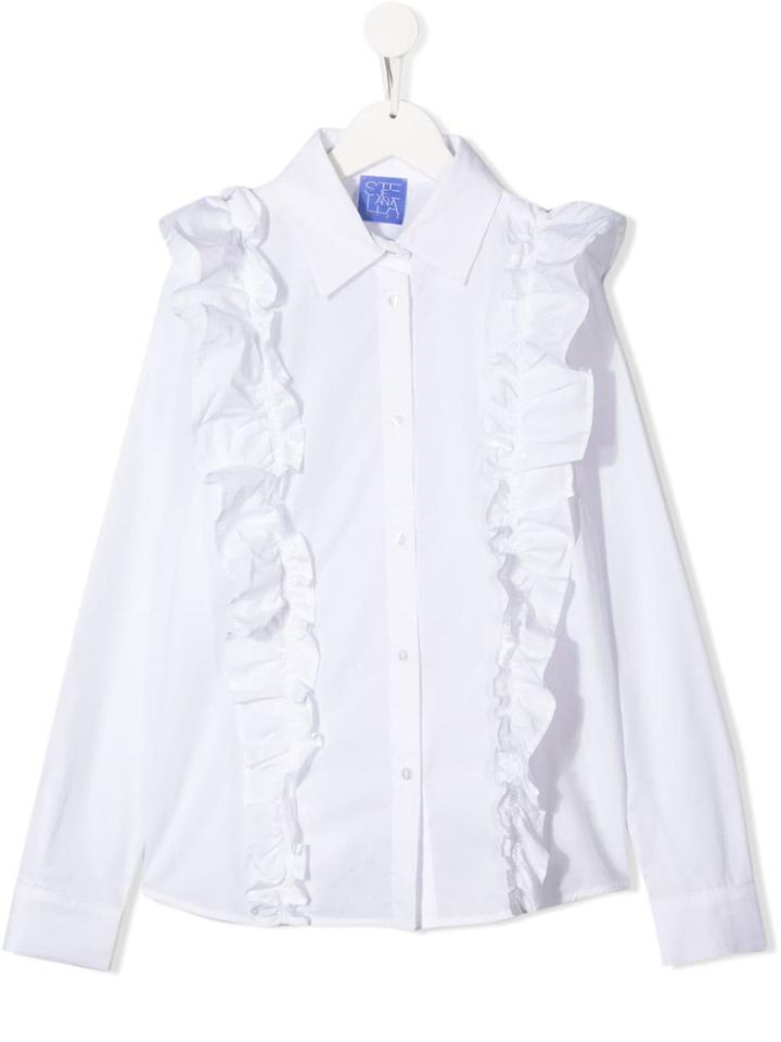 Stella Jean Kids Ruffle Trimmed Dress - White