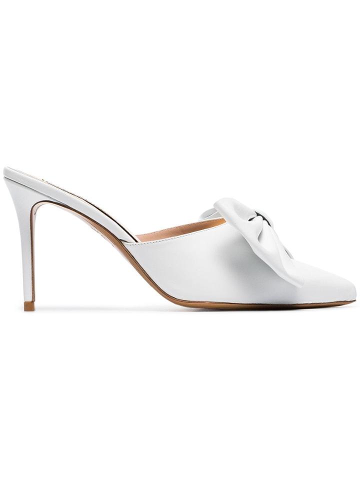 Alexandre Vauthier White Kate2 90 Bow Detail Leather Mules