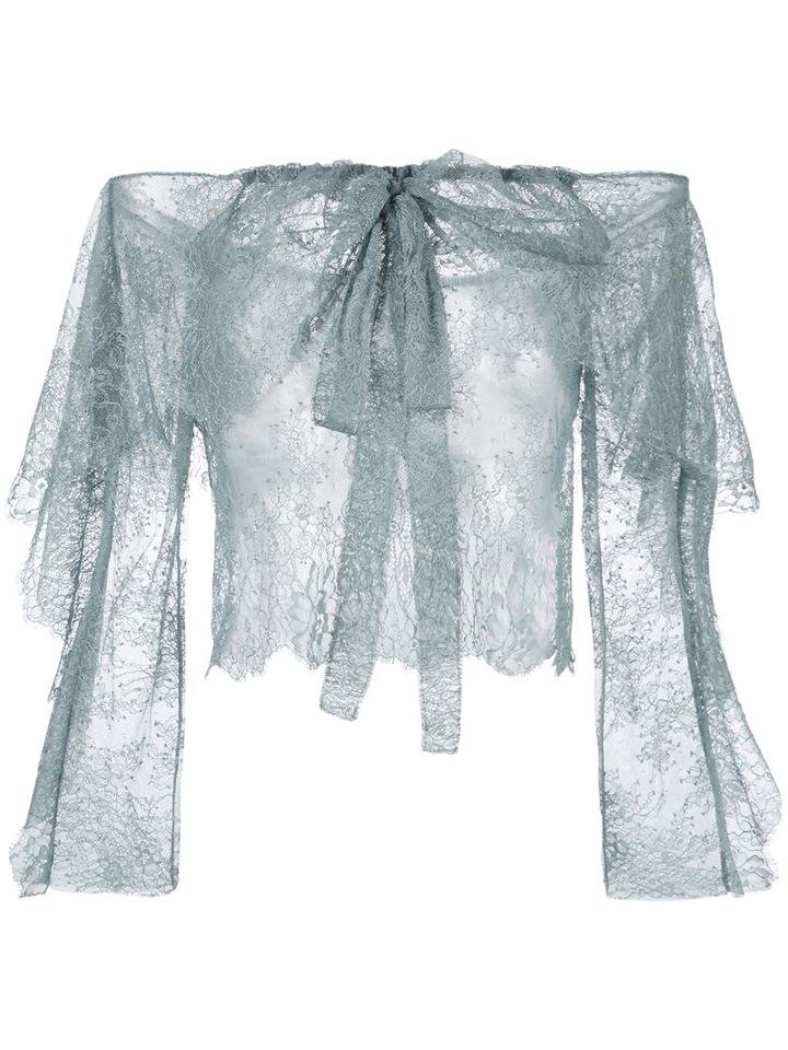 Philosophy Di Lorenzo Serafini - Off-shoulder Lace Blouse - Women - Polyamide - 46, Women's, Blue, Polyamide