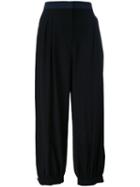 Fendi - Cropped Loose Trousers - Women - Silk - 42, Black, Silk