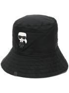 Karl Lagerfeld Logo Front Bucket Hat - Black