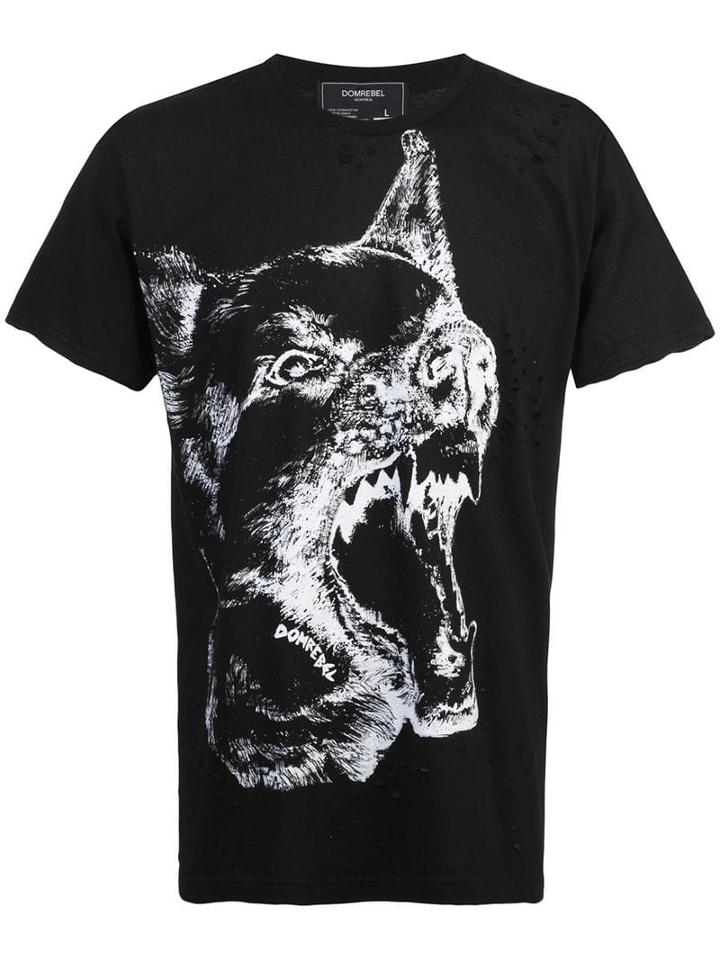 Domrebel Dogg Print T-shirt - Black