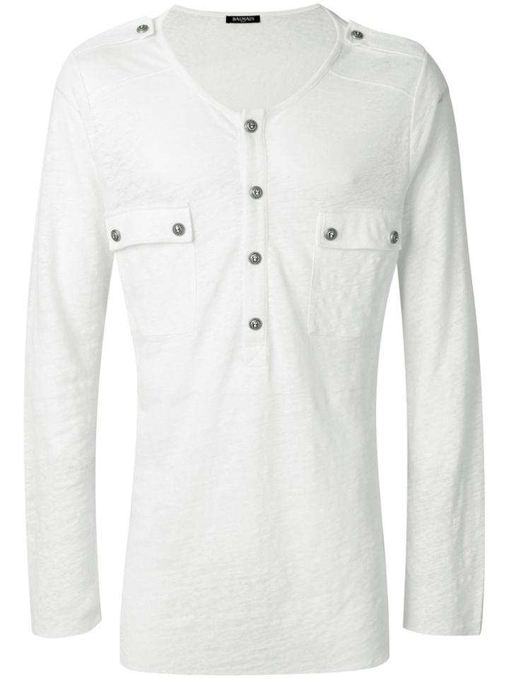 Balmain Chest Pocket Jumper - White