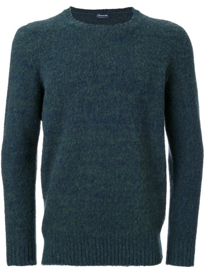 Drumohr Crew Neck Jumper, Men's, Size: 54, Green, Wool
