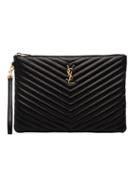 Saint Laurent Black Quilted Leather Clutch Bag