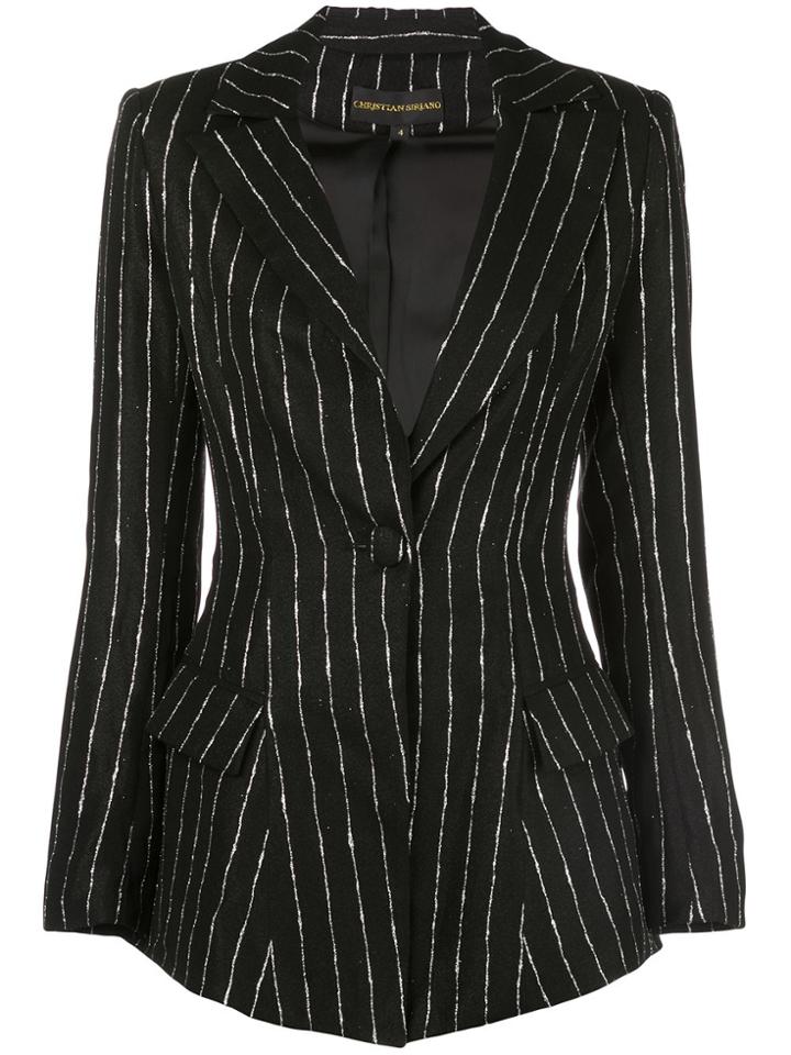 Christian Siriano Striped Tailored Blazer - Black