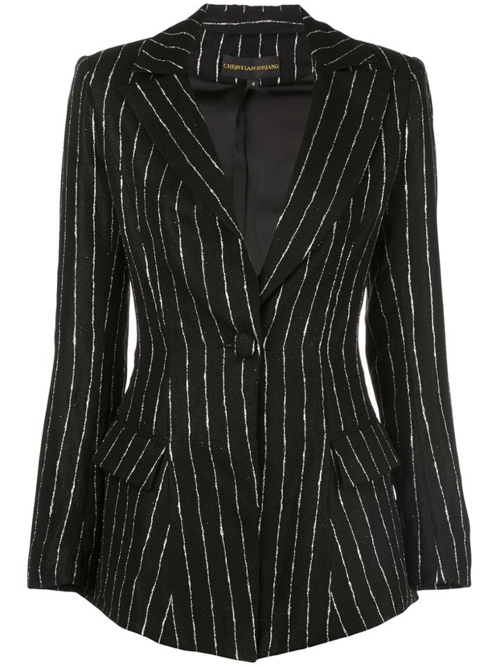 Christian Siriano Striped Tailored Blazer - Black