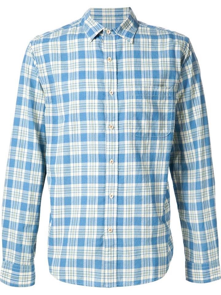 Alex Mill Checked Button Down Shirt, Men's, Size: M, Blue, Cotton