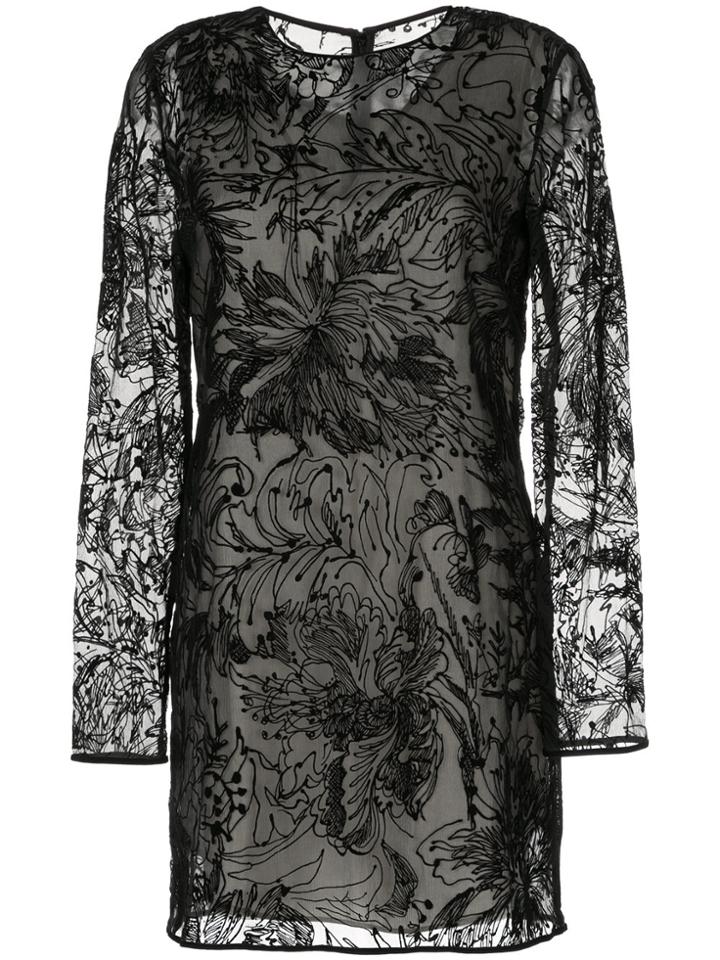 Goen.j Velvet Flocked Mini Dress - Black