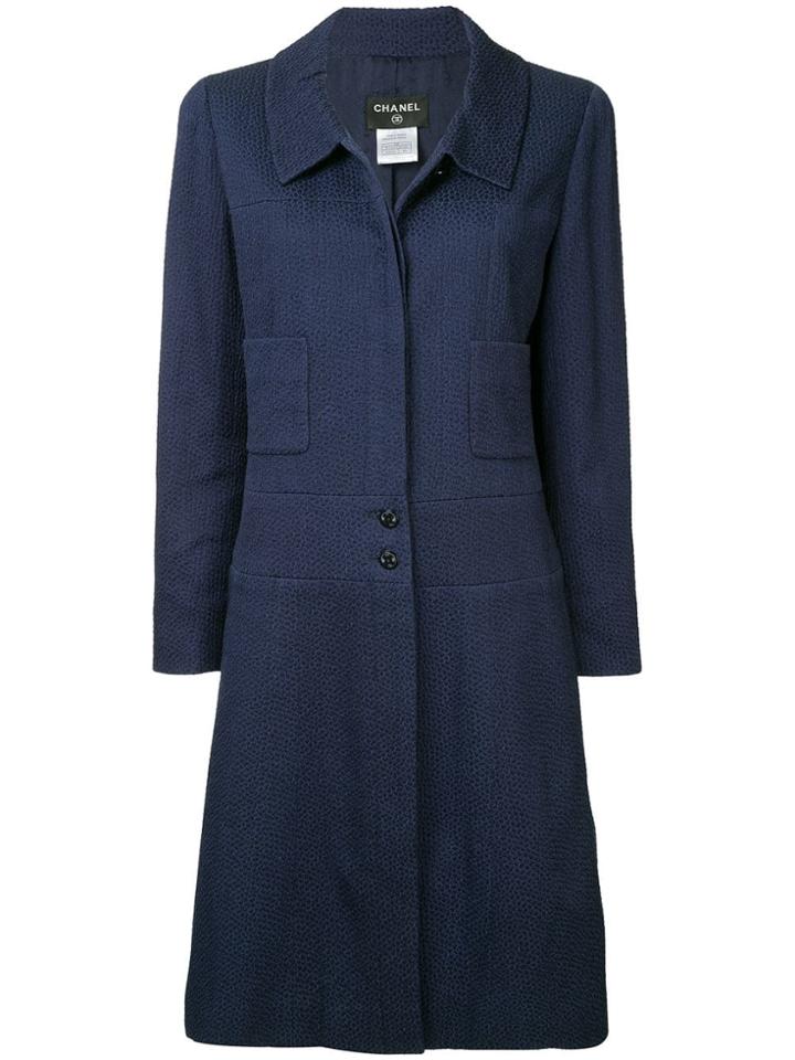 Chanel Vintage Long Sleeve Coat Jacket - Blue