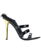 Giuseppe Zanotti Design Fur Trim Sandals - Black