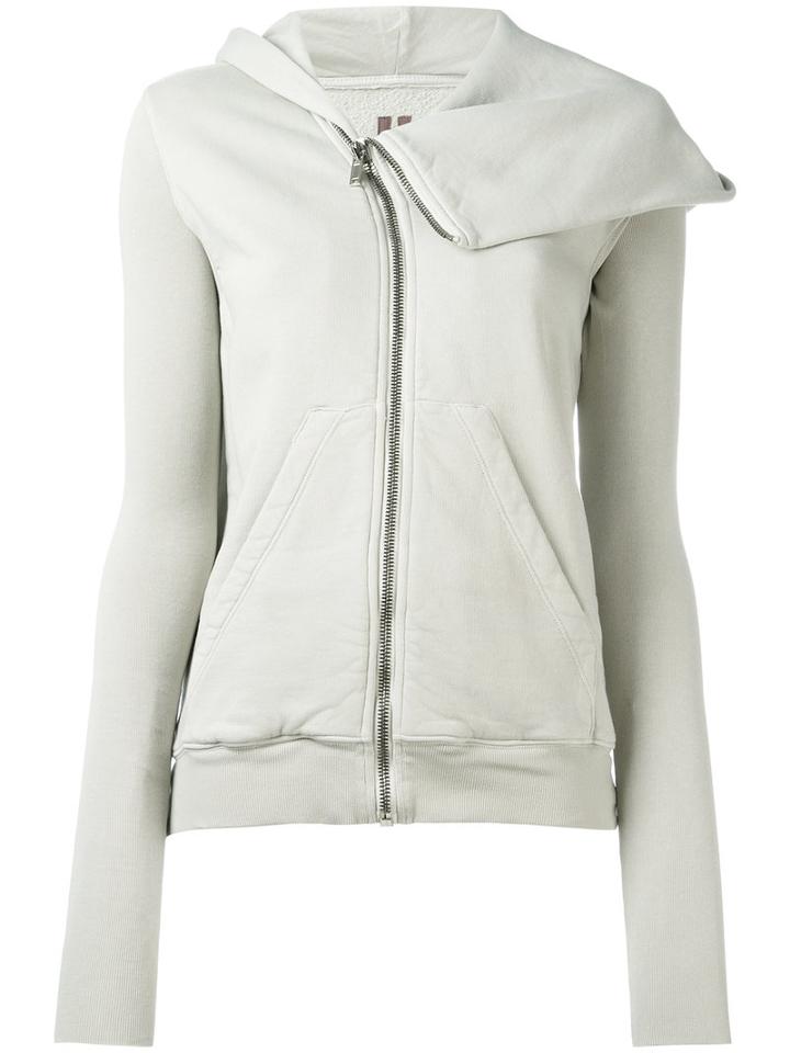 Rick Owens Drkshdw Off Centre Zip Hoodie, Women's, Size: Large, Grey, Cotton