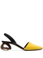 Neous Yellow Sarco 55 Leather Slingback Pumps
